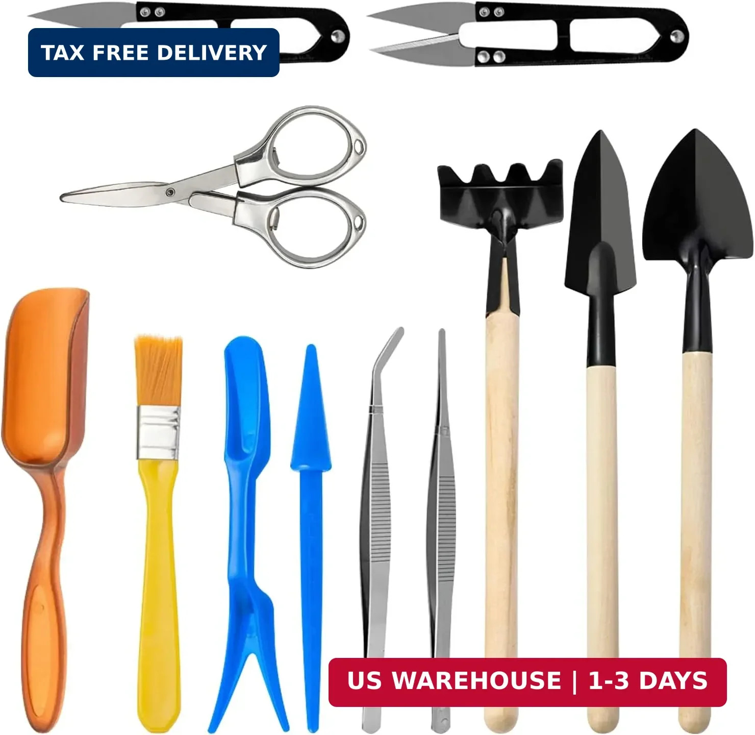 Andiker Mini Garden Tool Set, 12pcs Portable Gardening Hand Tools Set, Multiple