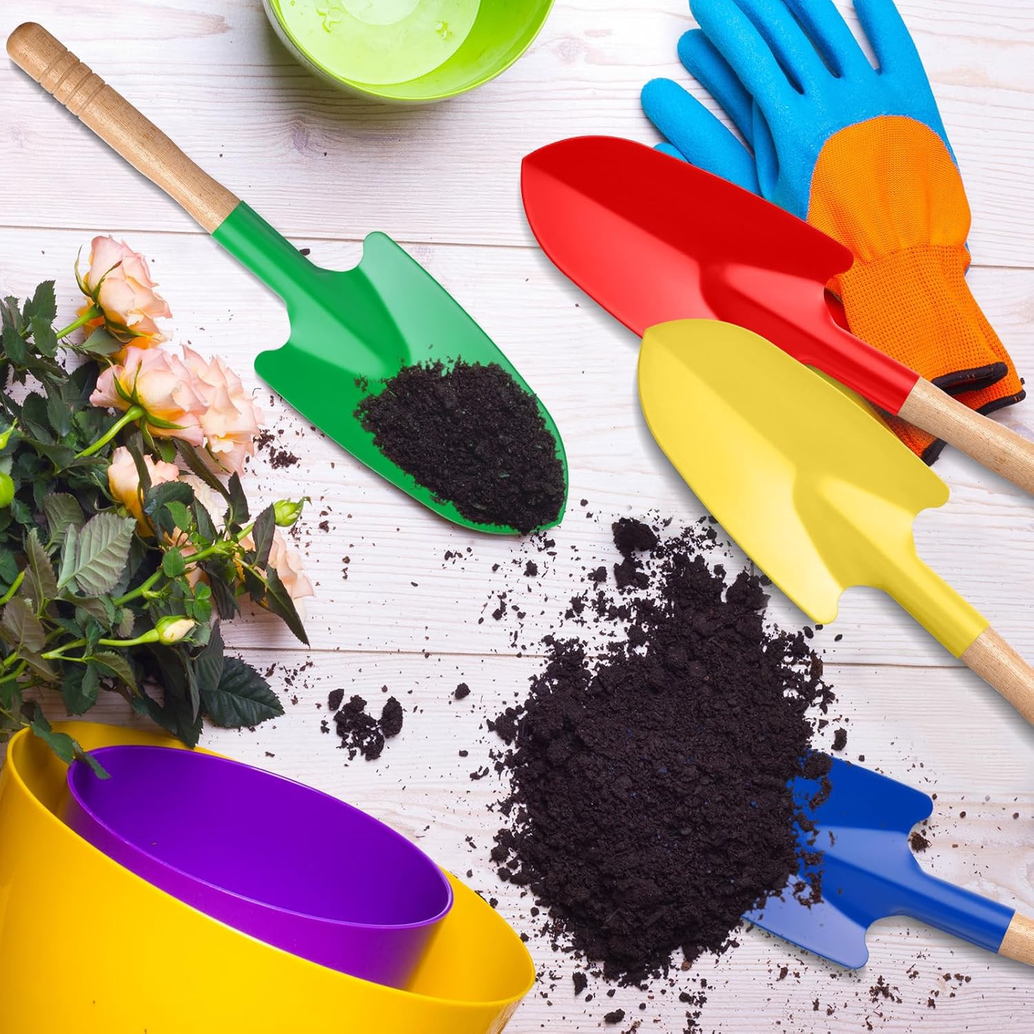 12 Pcs Toy Shovels for Kids Gardening Tools Kids Shovel Mini Metal Garden Shovel