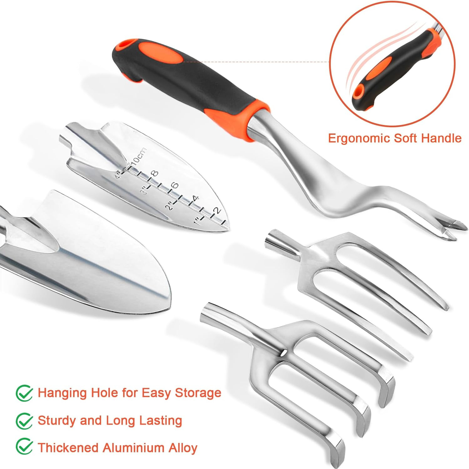 Garden Tools Set, 8 Piece Gardening Tools Set with Non Slip Ergonomic Handle, He