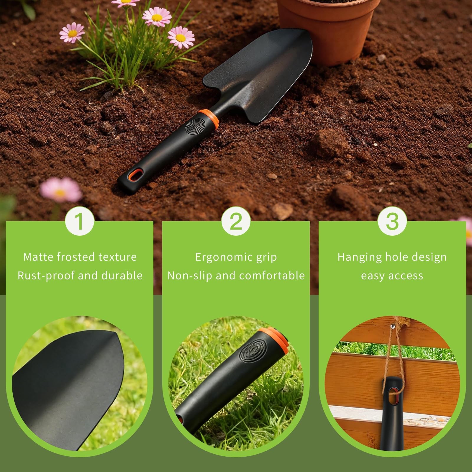 Garden Trowel, Heavy Duty Garden Trowel Hand Shovel for Gardening, Digging, P…