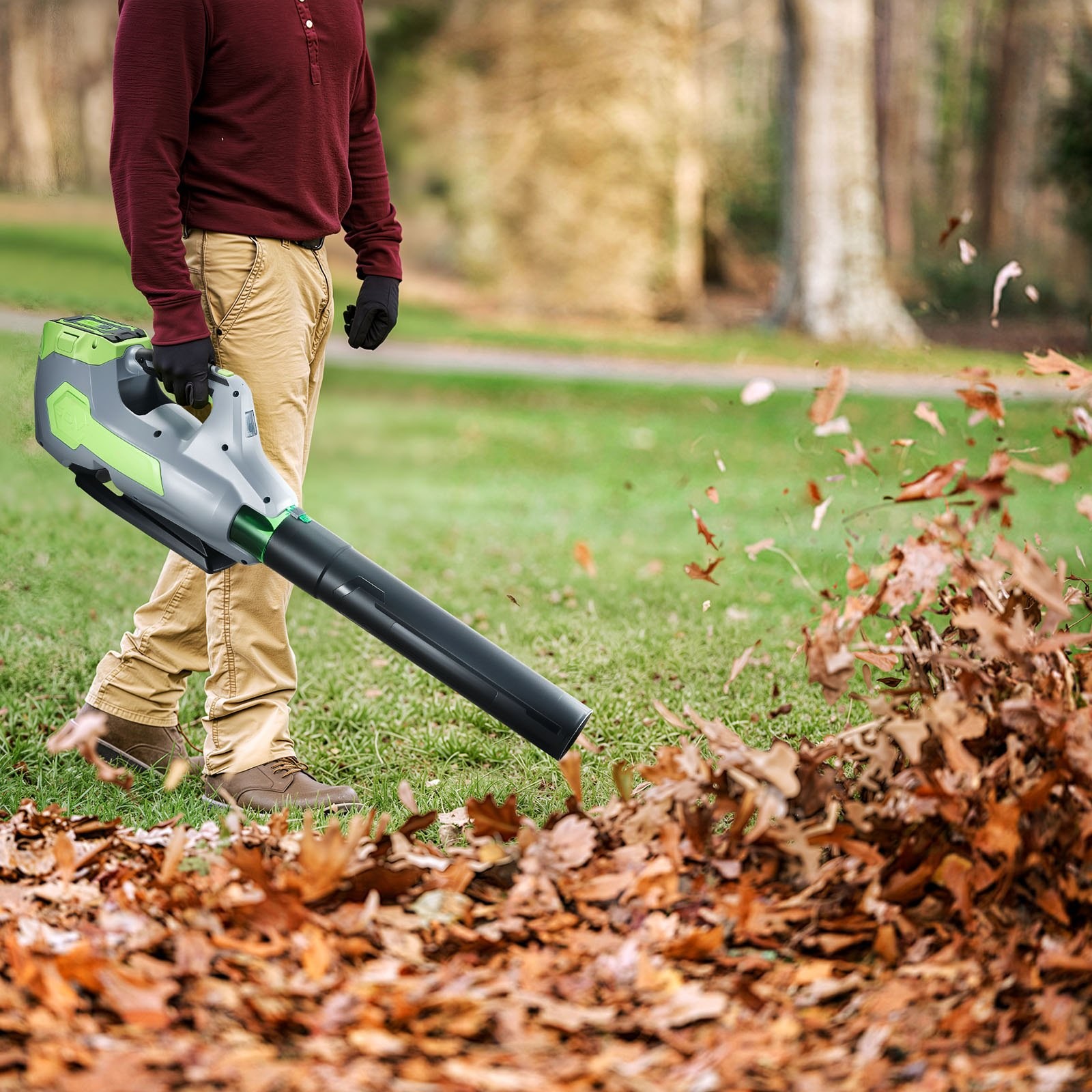 Cordless Leaf Blower, 60V Powerful Electric Leaf Blower with 5.0Ah Battery, Fast