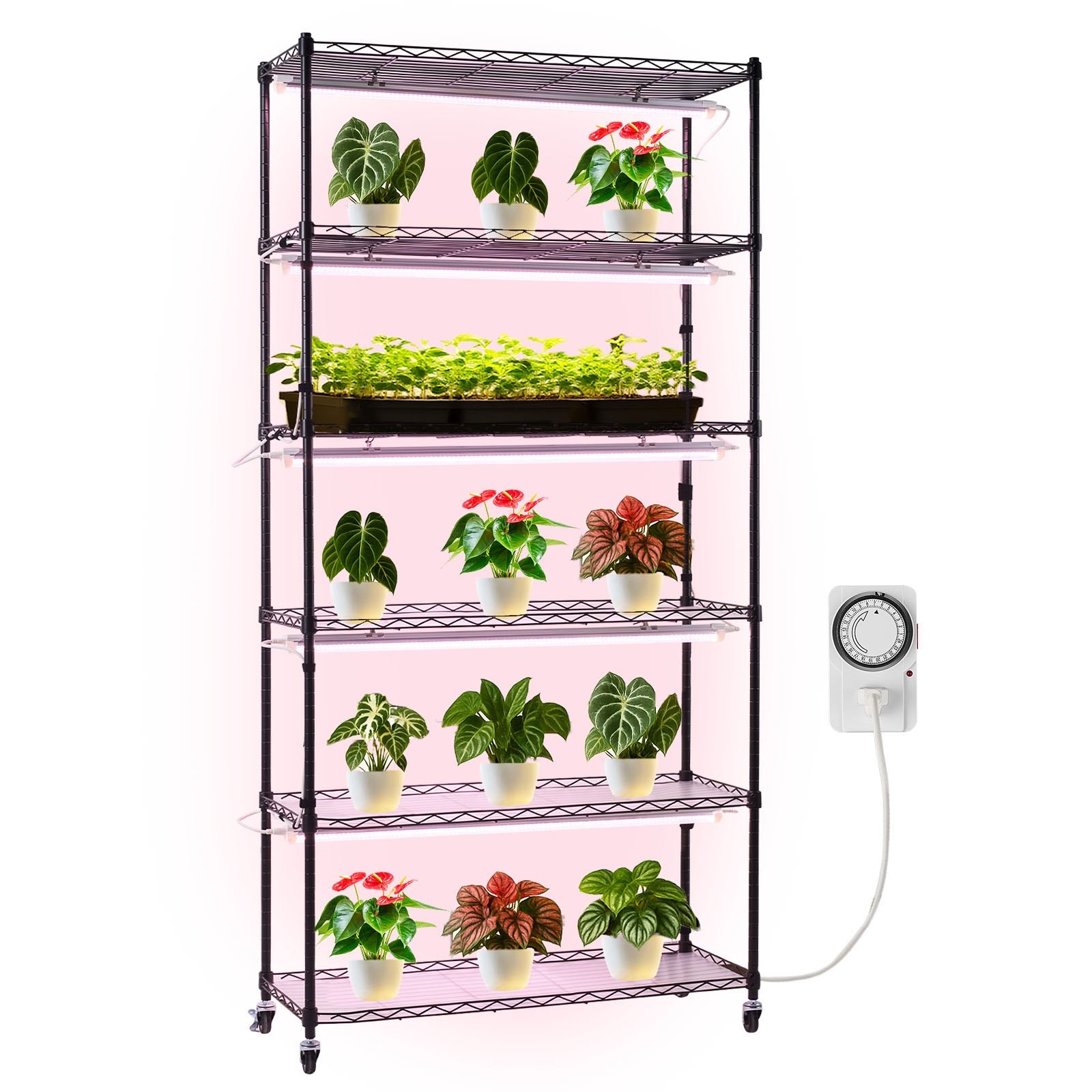 Plant Shelf with Grow Light, 6-Tier Indoor Plant Stand, 71in Tall Indoor Plants