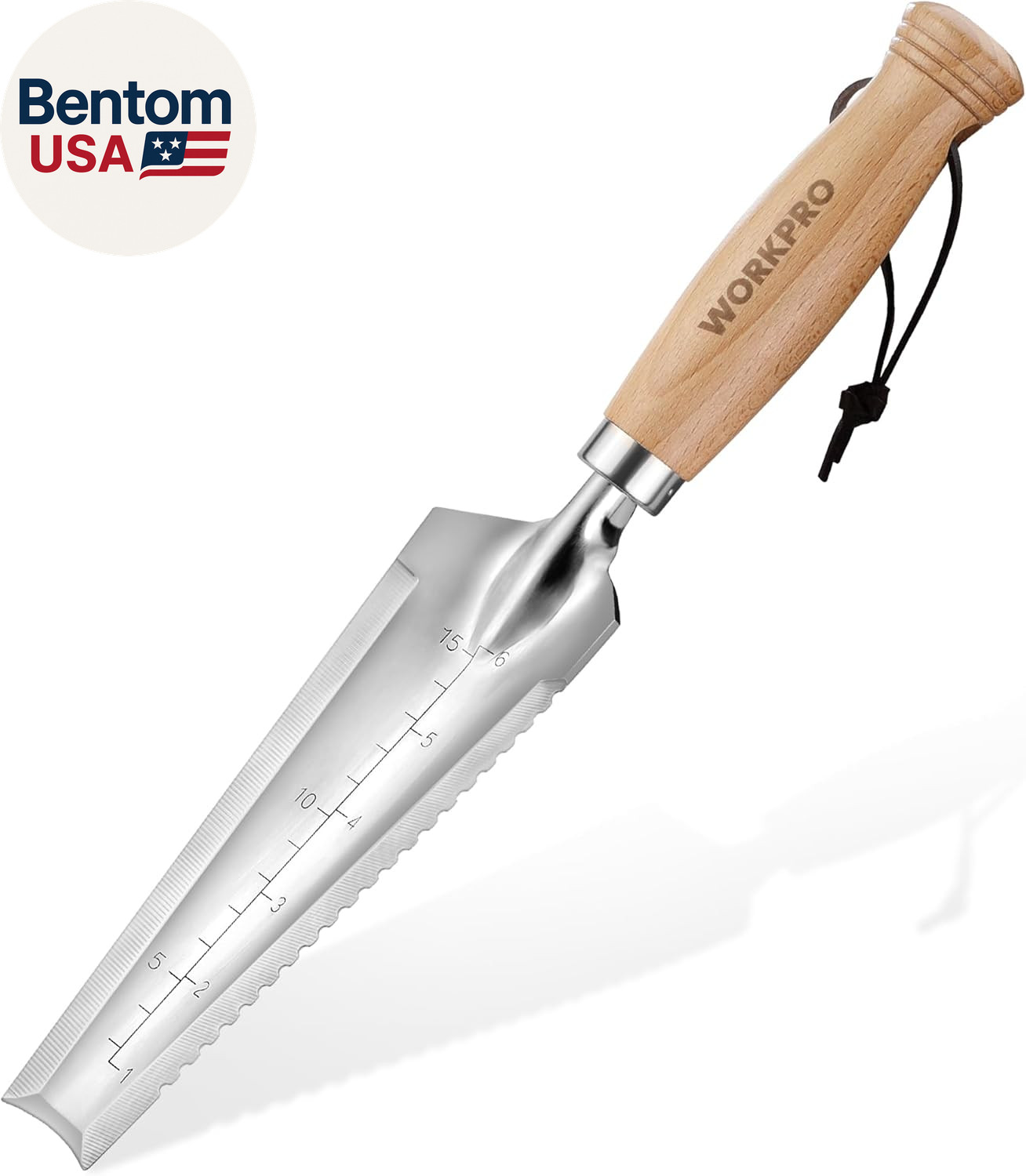 Garden Trowel with Wood Handle, Stainless Steel Narrow Hand Shovel, Multi-Use Fl
