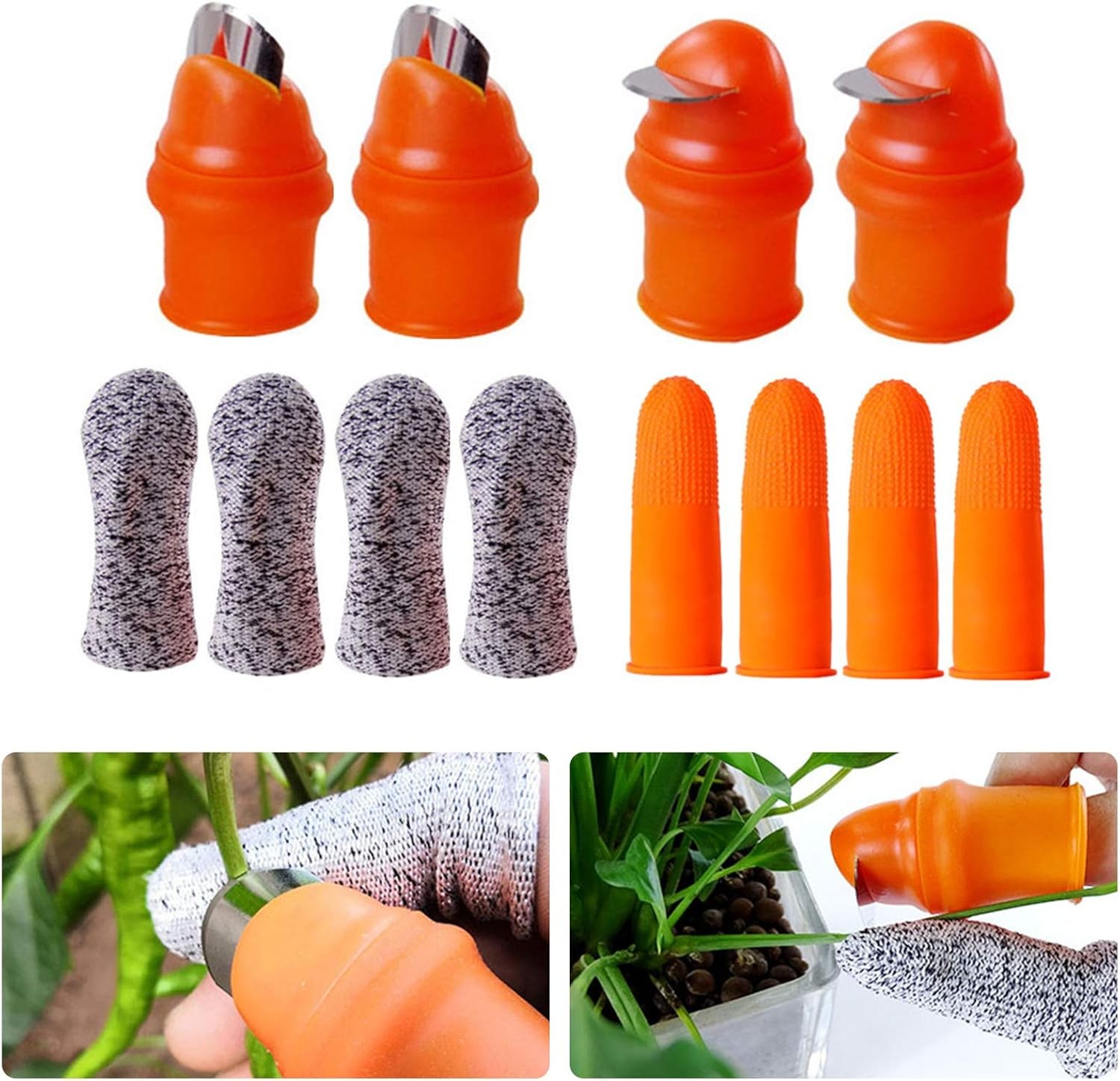 YBB 12 Pcs Gardening Silicone Thumb Knife – Finger Harvesting Tool Set for Fru