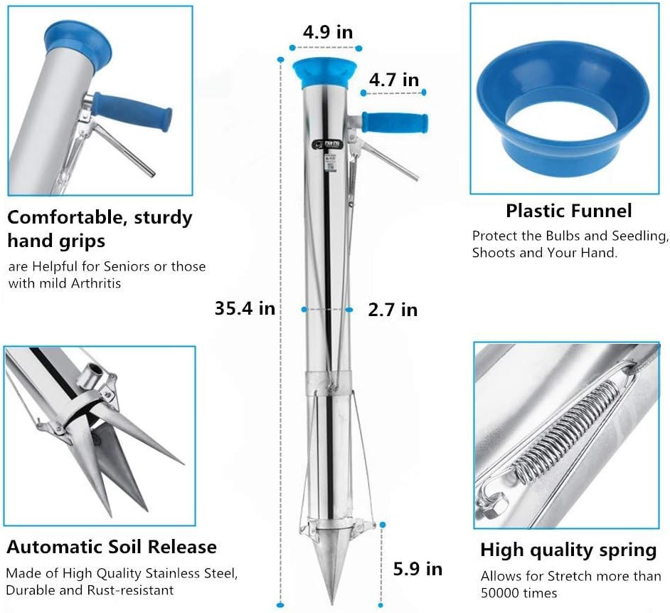 Long Handled Bulb Planter Tools and Vegetable Seedling Transplanter Manual