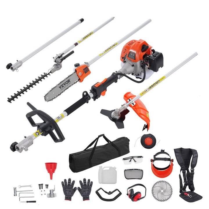 43CC 6-in-1 Multi-Functional Trimming Tools,Gas Hedge Trimmer,Weed Eater,String