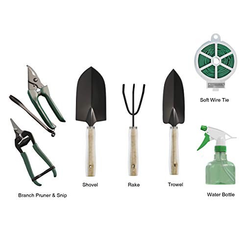 8-Piece Garden Hand Tool Set – Canvas Tote Gardening Tool Kit with 7 Piece