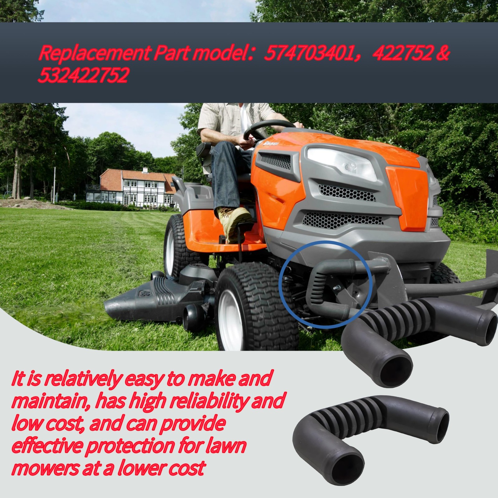 Set of 2 Bumper Brush Guards & End Caps for Husqvarna Craftsman 422752 574703401