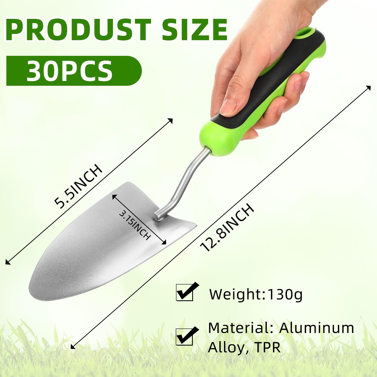 16 Pcs Heavy Duty Garden Trowels Set Aluminum Shovels with Soft Handles