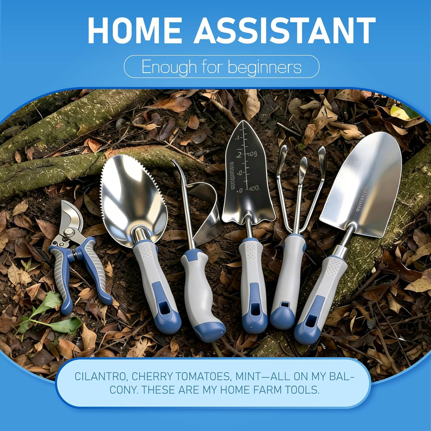 8-Piece Gardening Tools Set, Rust-Proof Stainless Steel Garden Tool with Ergonom