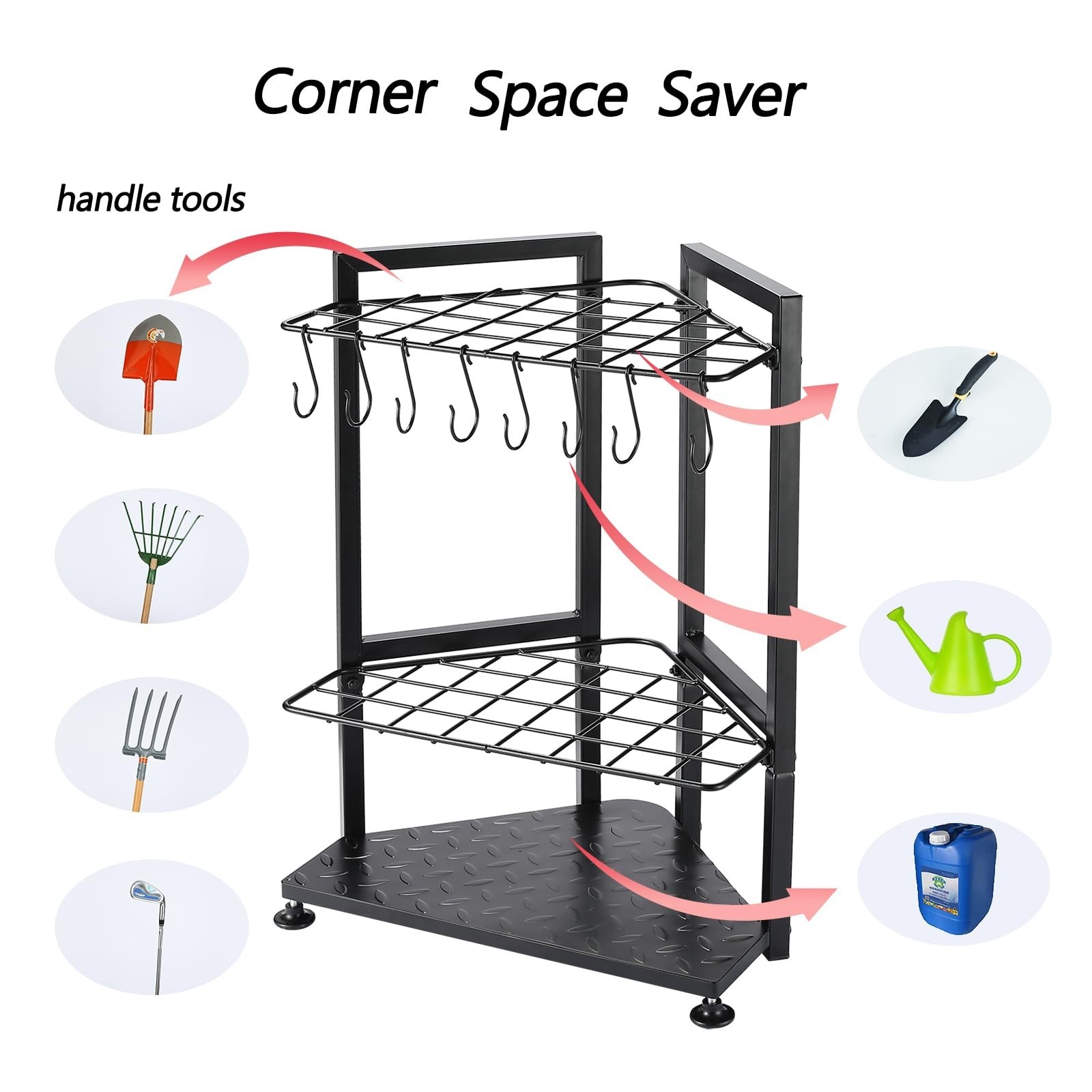 YueTong Garden Tool Organizer for Corner,Yard Tools Rack for Garage Storage O…