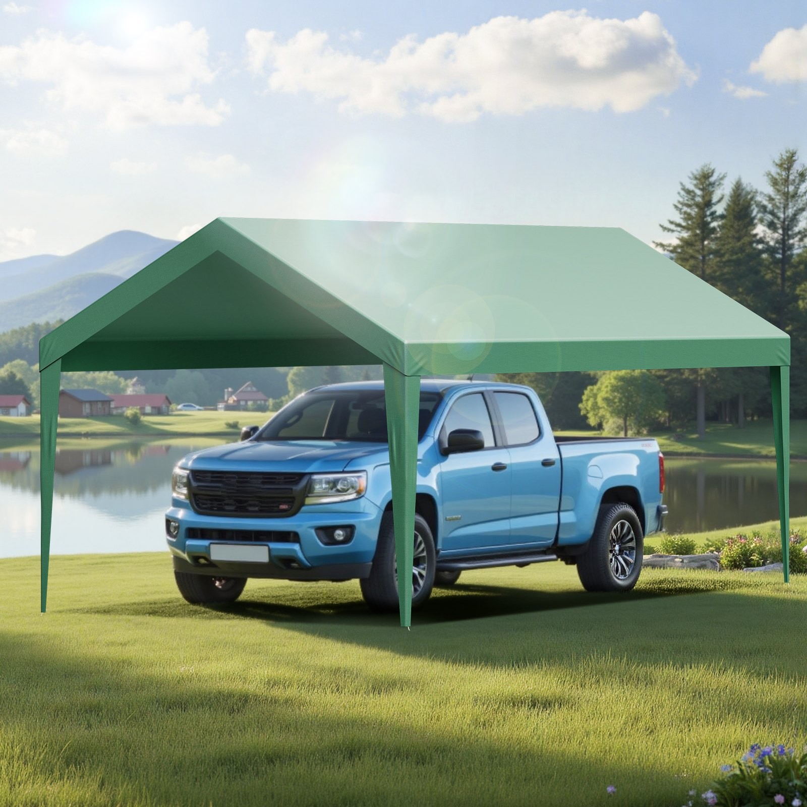 Carport Replacement Canopy, 10 x 20 ft Potable Garage Tent Top Tarp, UV-Resistan