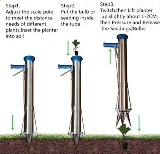 Long Handled Bulb Planter Tools and Vegetable Seedling Tool Manual Plant Tran…