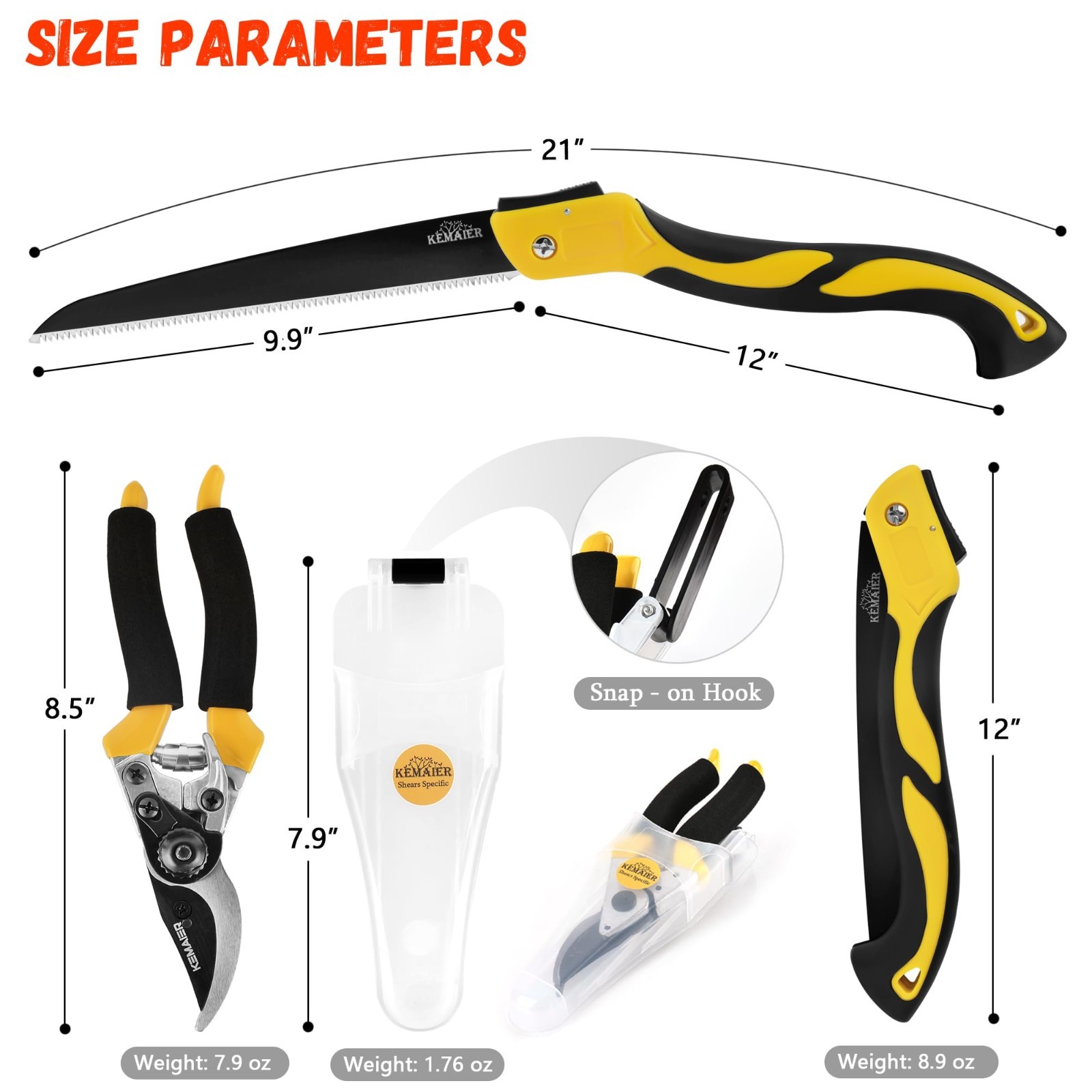 7-Piece Stainless Steel Gardening Tool Set, Heavy-Duty Hand Tools & Toolbox, Ide
