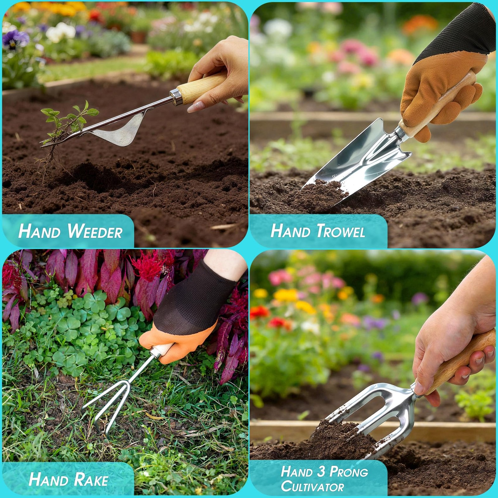 10~Piece Stainless Steel Garden Tool Set with Tote Bag
