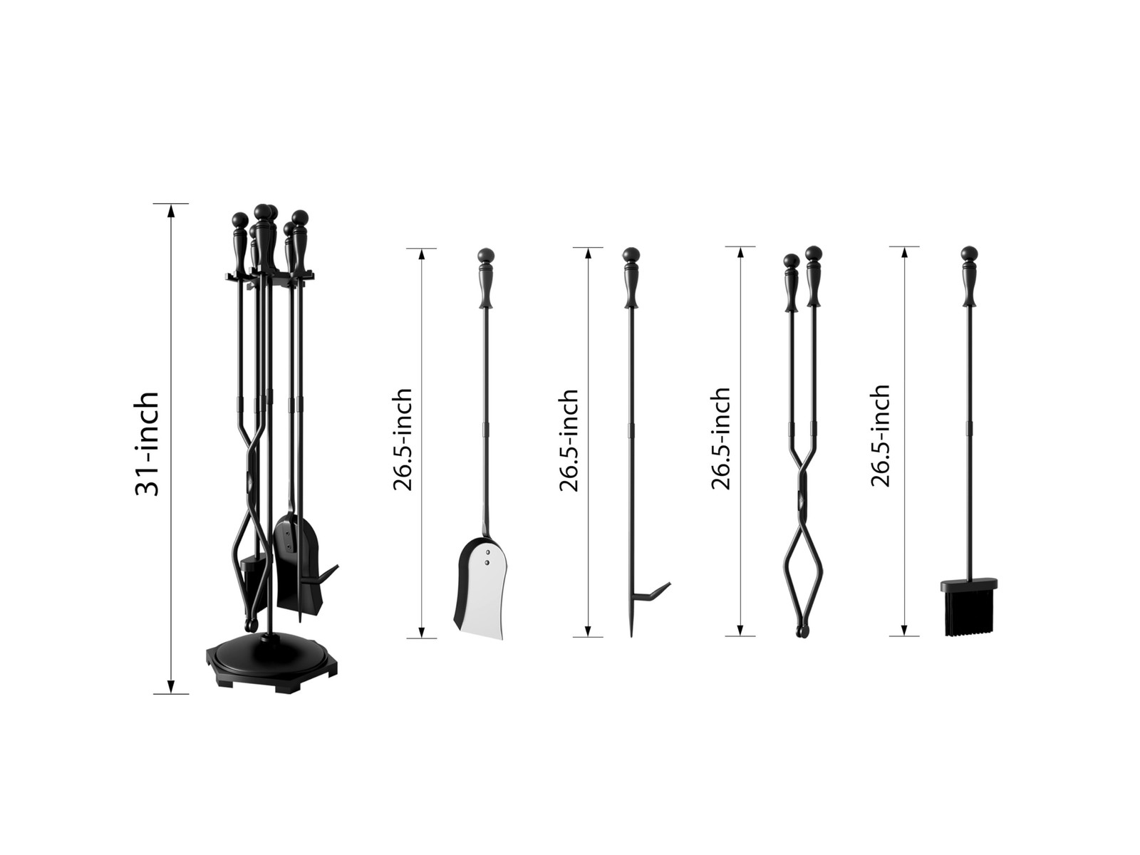 Fire Beauty Fireplace Tools Set 5 Pieces Wrought Iron Fire Tool… FAST USA SHIP