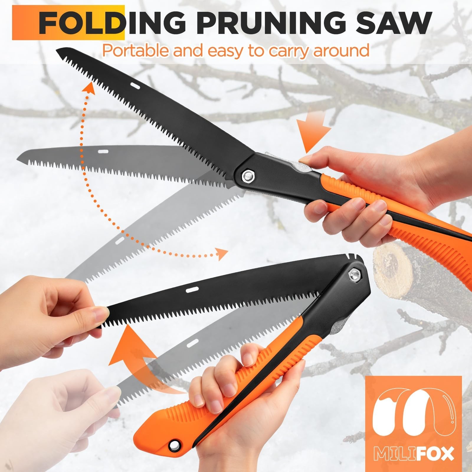 Folding Hand Saw 10 Inch Portable Foldable Pruning Saw with Triple-Cut SK5 Bl…