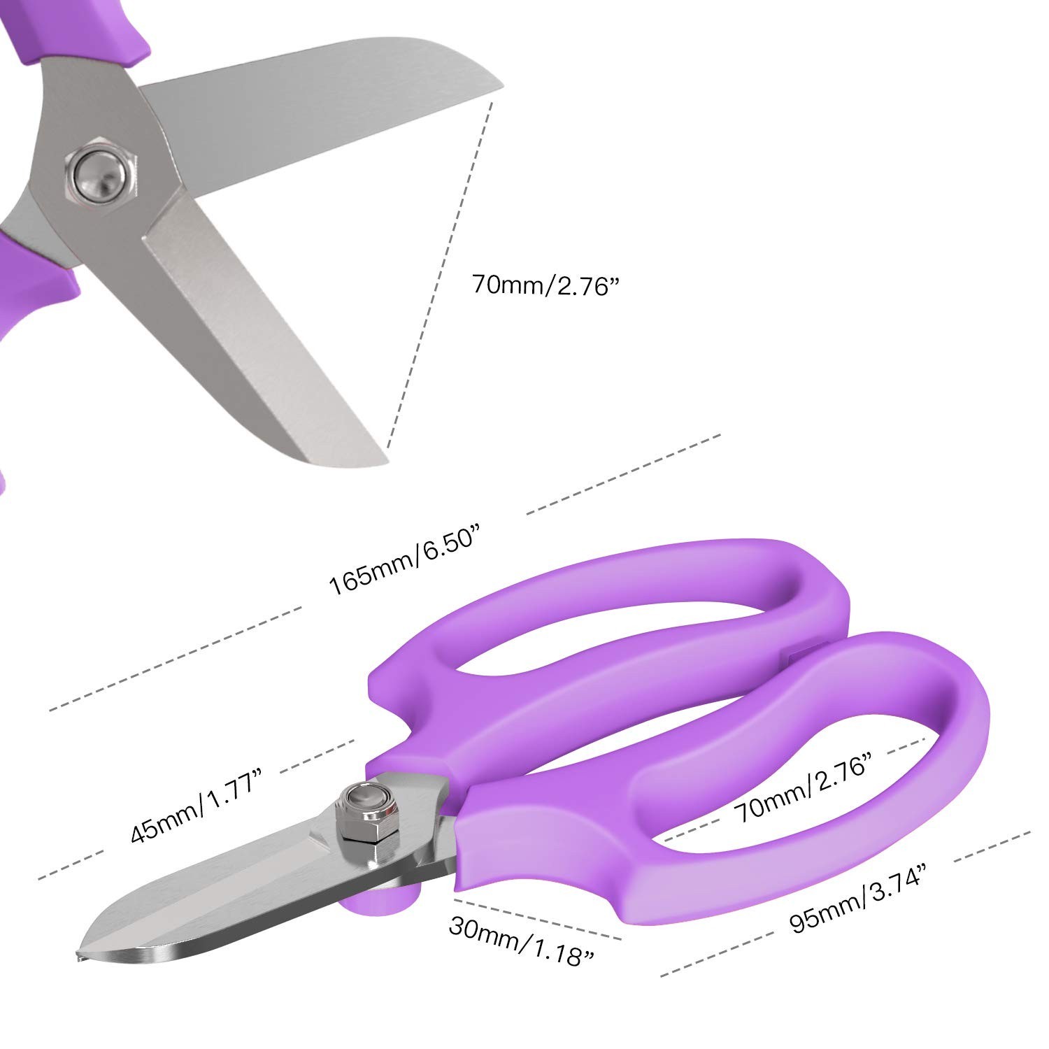 Housolution Flower Scissors, Premium Steel Garden Pruning Shears, Purple | St…