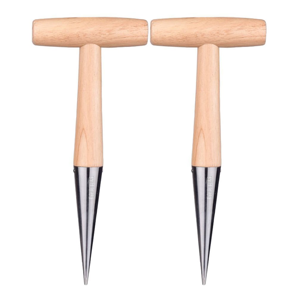 2Pcs Soil Puncher Tools Wooden Hand Dibbers for Garden Planting and Sowing