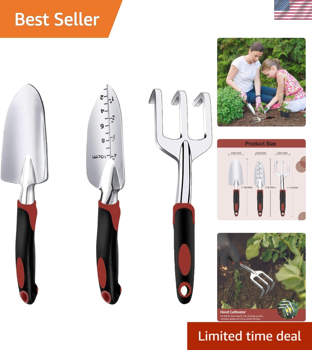 Garden Tool Set, 3 Piece Gardening Tools Includes Garden Trowel, Transplant T…