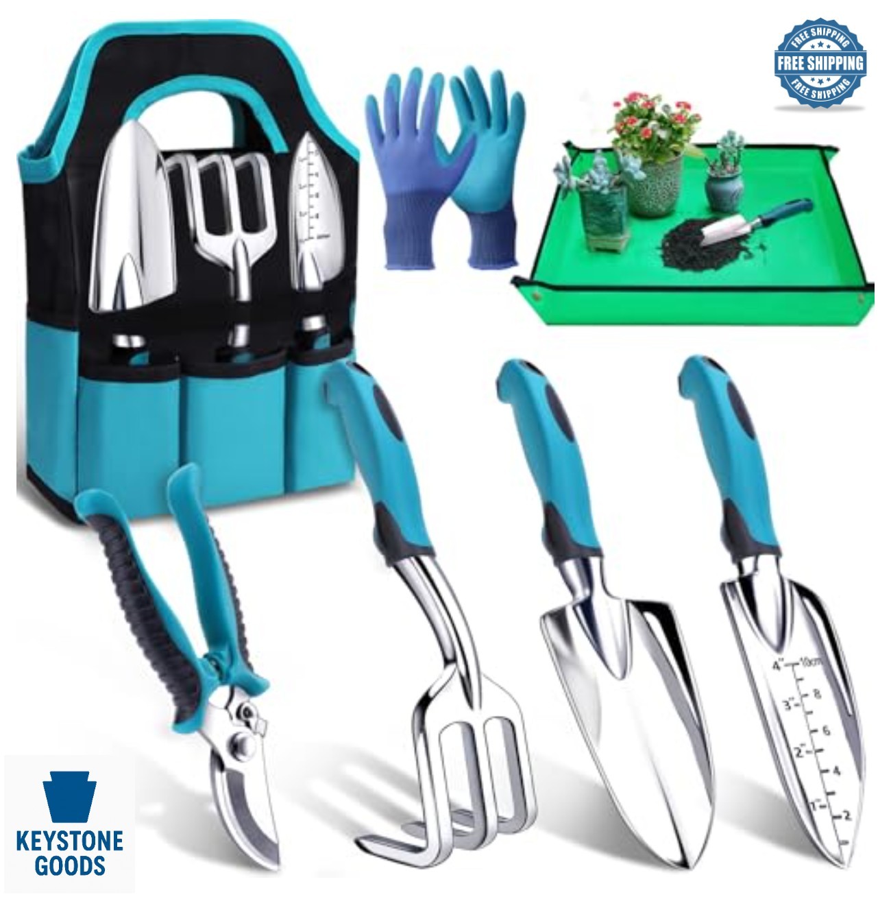 7 Piece Gardening Tools Set Heavy Duty Aluminum Alloy Rust Resistant with