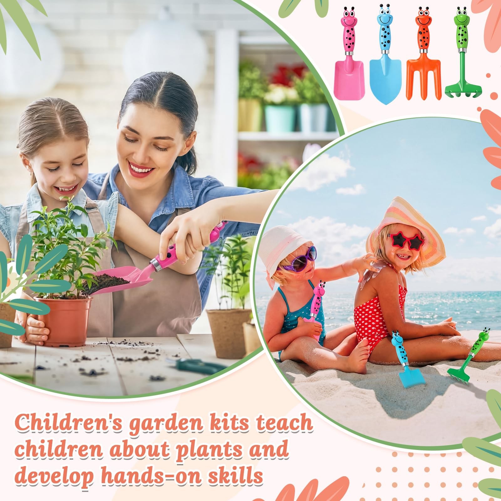 10 Pack Beach Toys for Children Sand Kit Beach Shovels with Rake Fork Trowel …
