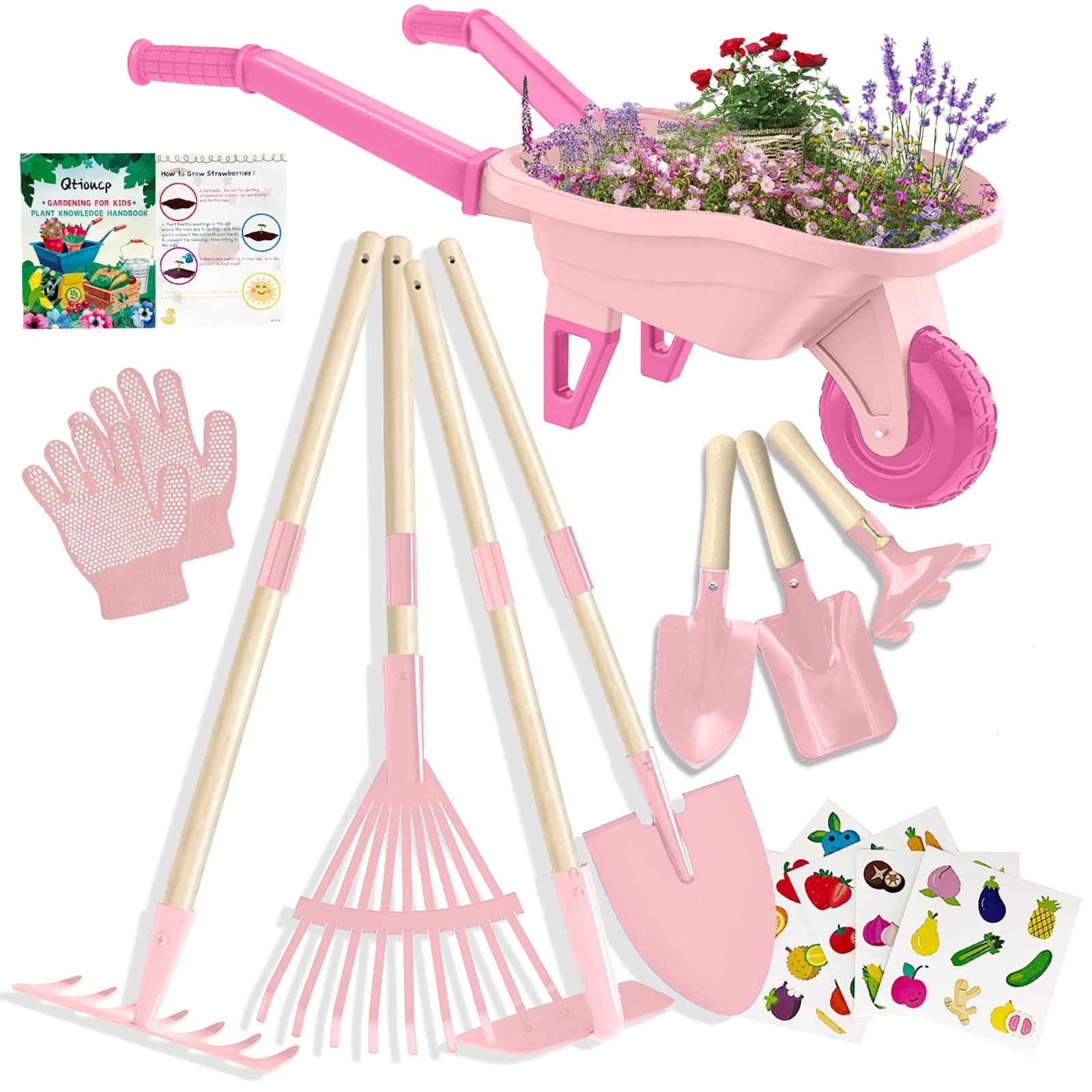 Kids Gardening Set with Wheelbarrow, Real Metal Garden Tools for Kids Ages 3-…