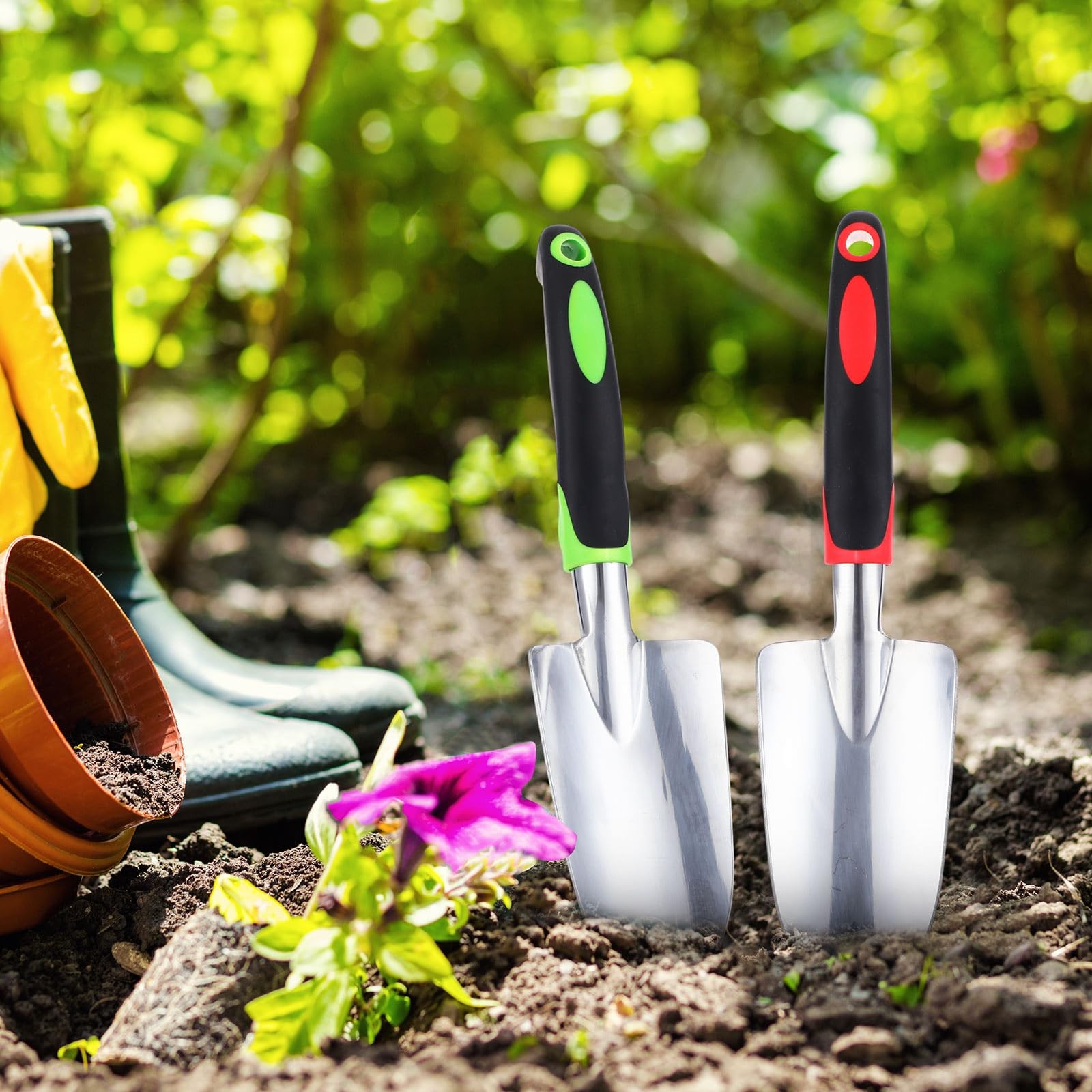 12 Pcs Heavy Duty Garden Shovels Set – Durable Metal Trowels for Planting