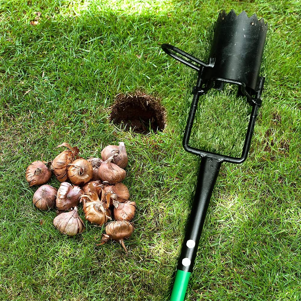 Bulb Planter Tool, Sod Plugger with Long Handle Serrated Base, 5-in-1 Lawn Pl…