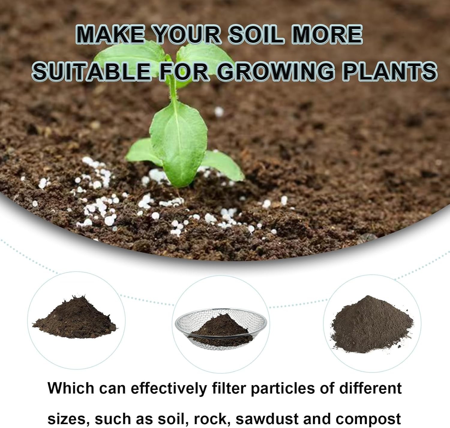 2PCS Multi-Size Soil Sift Set with 1/4in & 1/8in Mesh for Precision Gardening