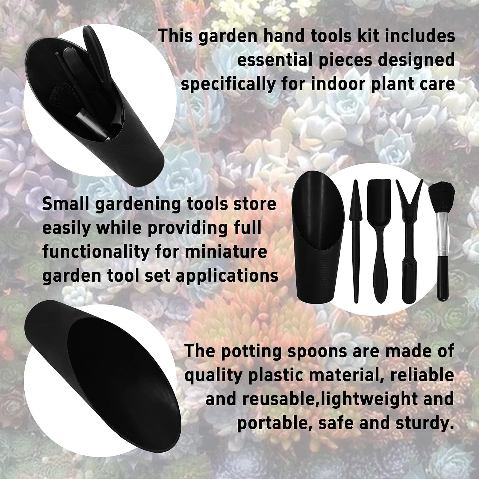 Mini Succulent Garden Tools Set Plastic 5Pcs Indoor Plant Transplanting Digging