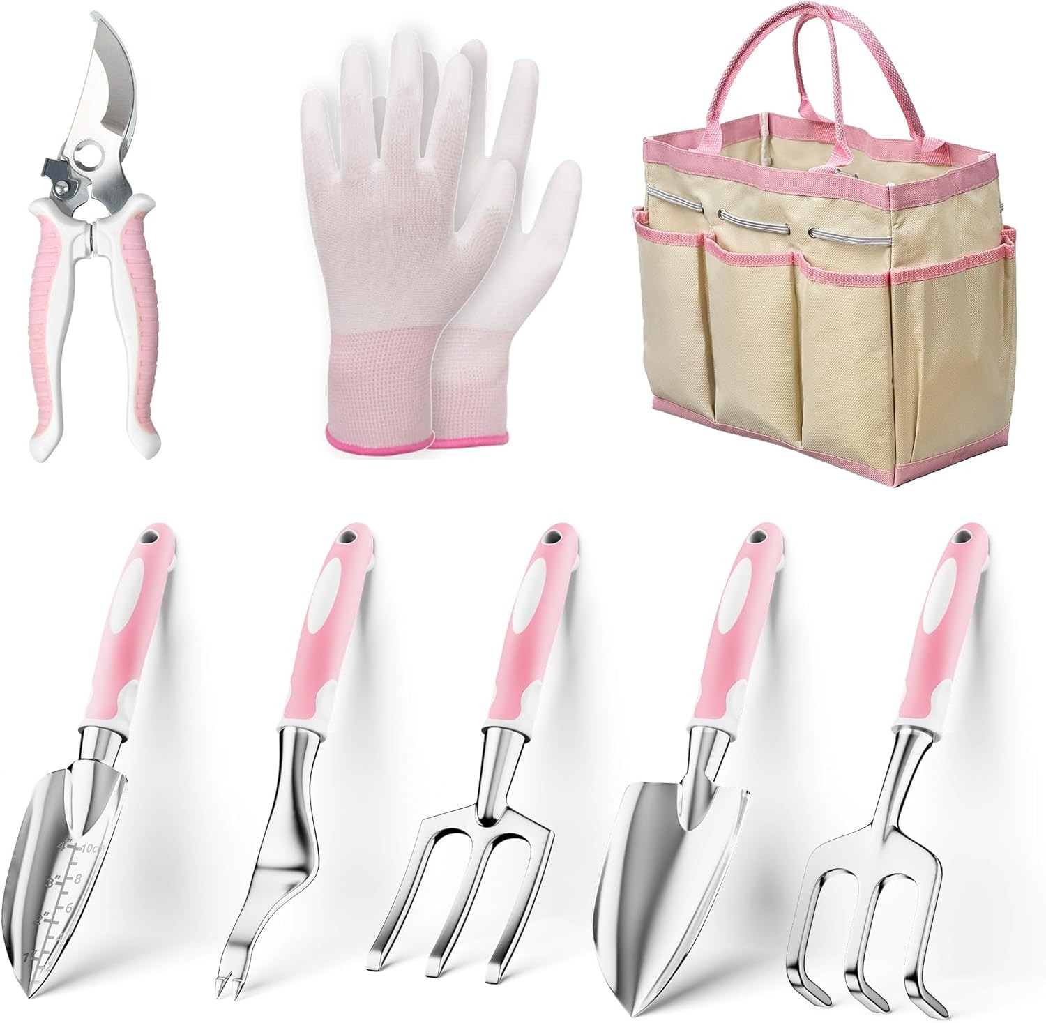 Garden Tools, 8 Piece Gardening Tools with Bag, Heavy Duty Stainless Steel Ga…