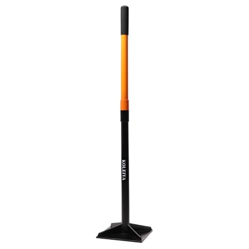 48 Inch Steel Hand Tamper Tool, 8×8 Inch Heavy Duty Ground Tamper and Soil