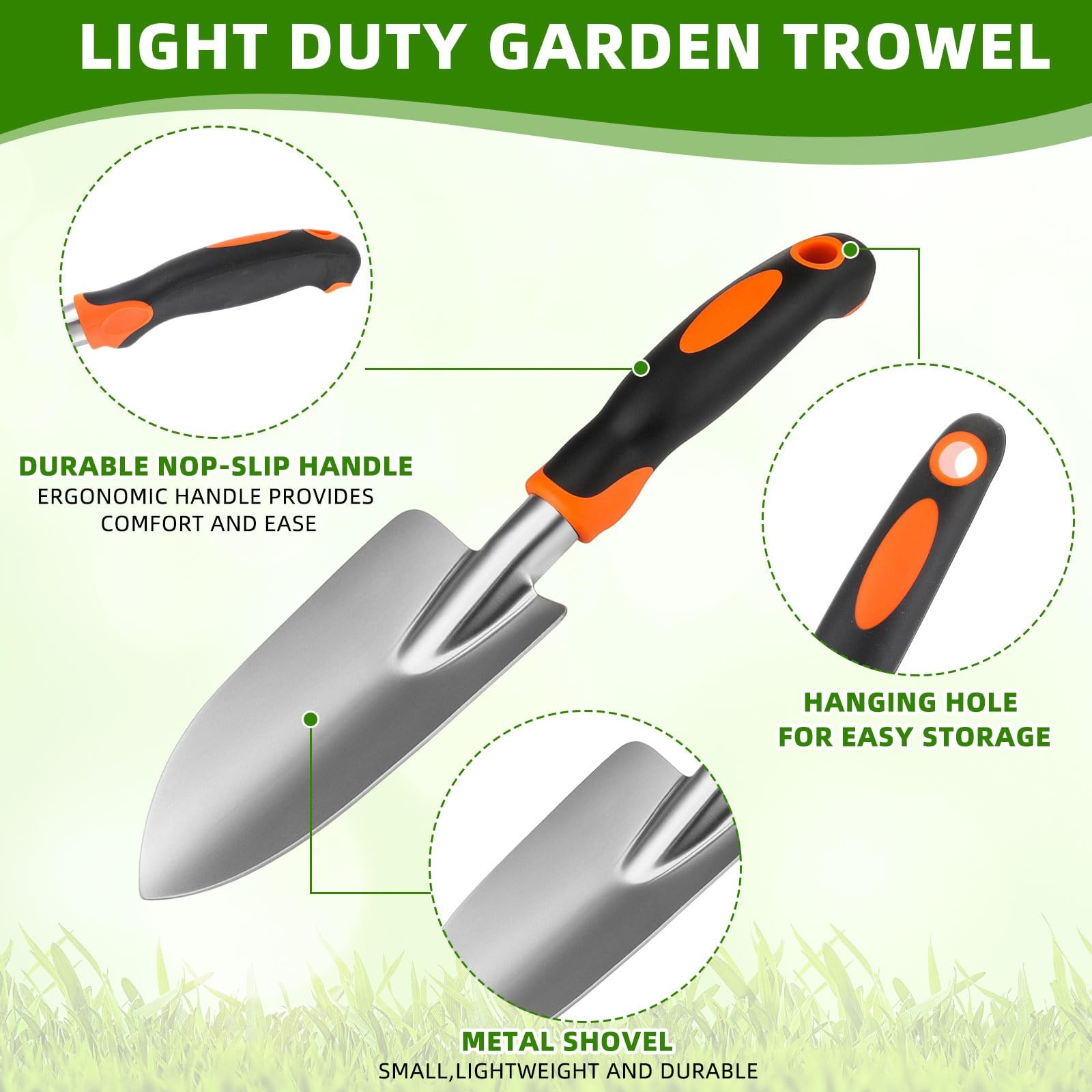 12 Pcs Heavy Duty Garden Shovels Set – Durable Metal Trowels for Planting