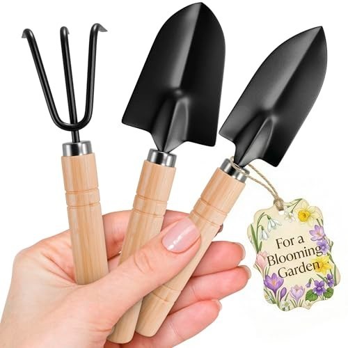 Mini Gardening Tools Set – 3 Pcs with 2 Shovels & Hand Rake, Rustproof Metal, Er