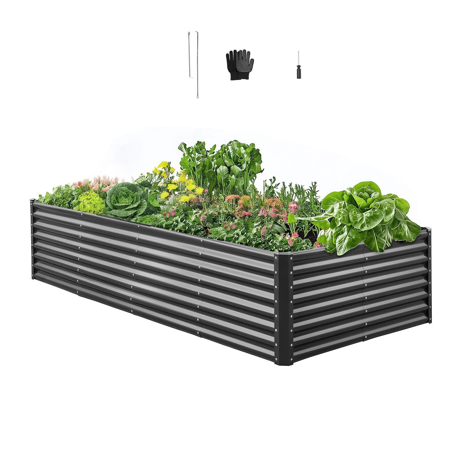 Metal Raised Garden Bed, 8 x 4 x 2 ft Outdoor Galvanized Planter Garden Box, Ope