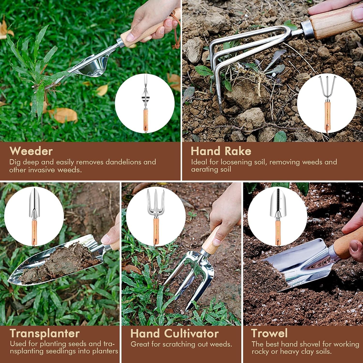 Best YAUNGEL Gardening Tools – 10 Pcs Garden Tool Set Heavy Duty Stainless Steel
