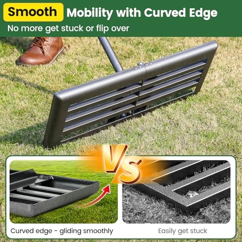 Lawn Leveling Rake with 30″x10″ Foldable Curved Ground Foldable 30X10″ – 6FT