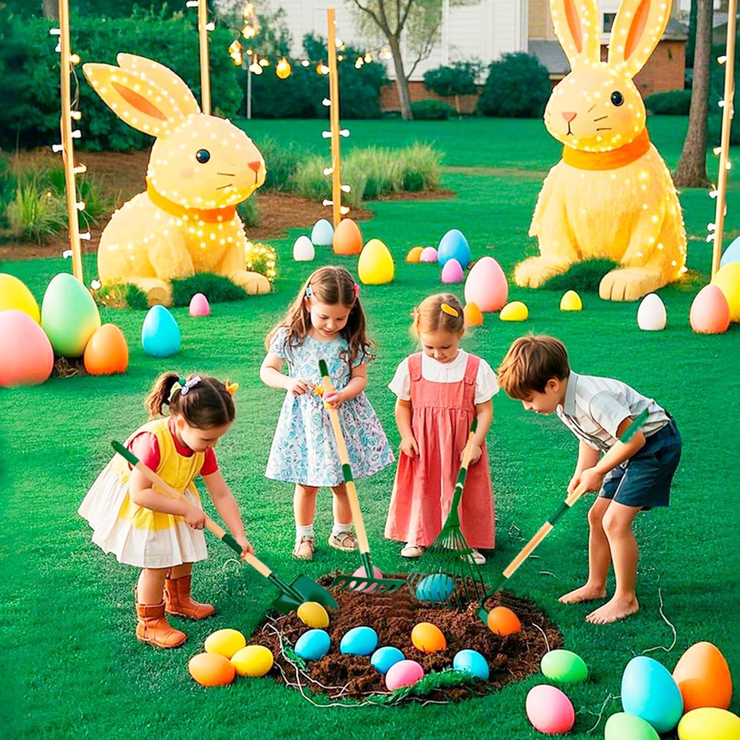 Kids Gardening Tools Set 6 or 7 Pcs Garden Tool for Kids with Shovel, Rake, Hoe