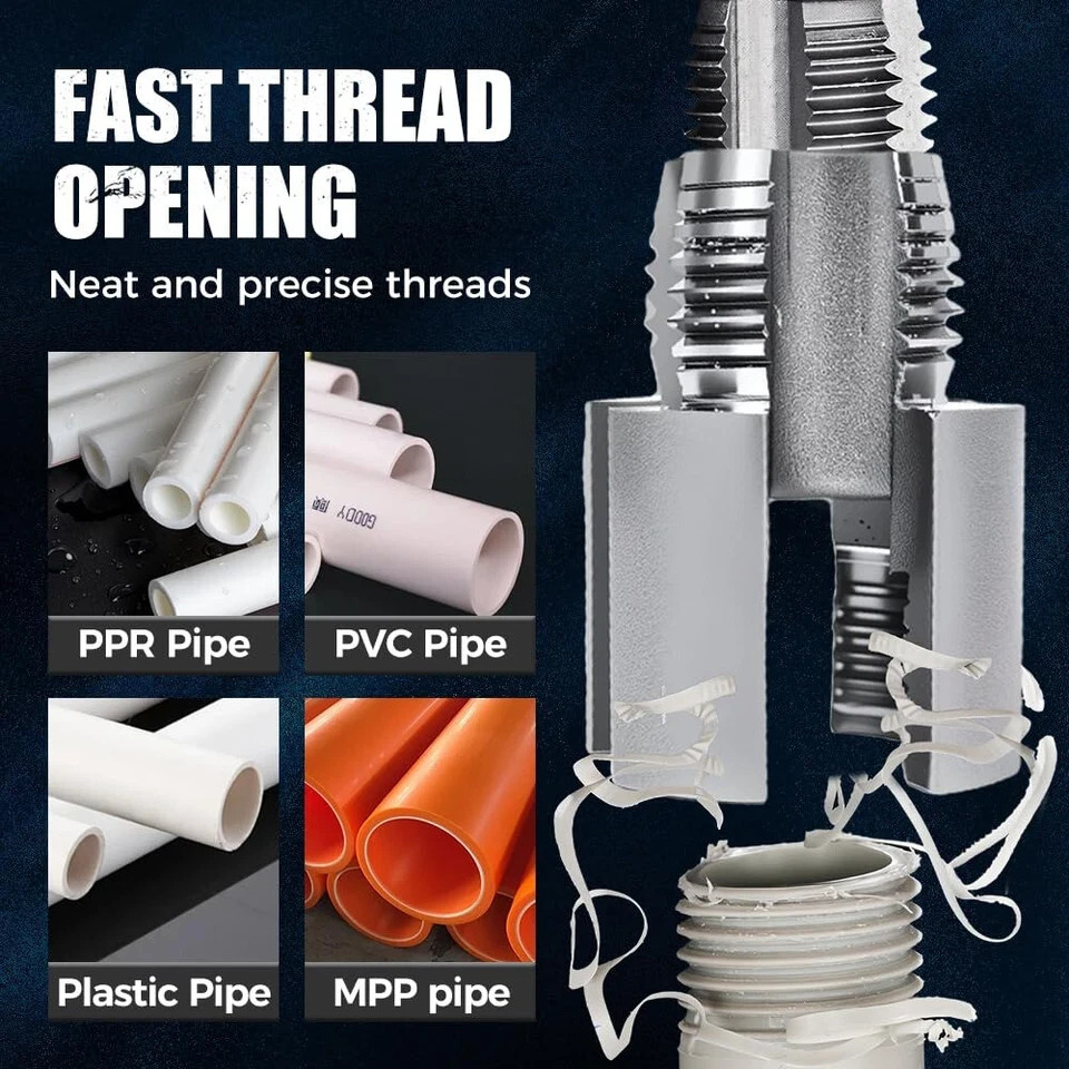 Integrated Internal &⭐ External Pipe Threading-Tool PVC Pipe Threader Kit USA