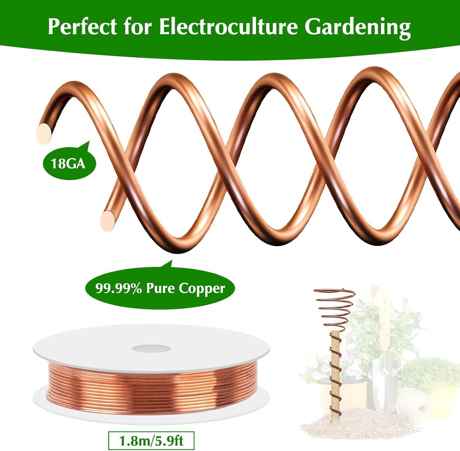 Complete Electroculture Gardening Set: Copper Antenna Kit for Healthier Plants