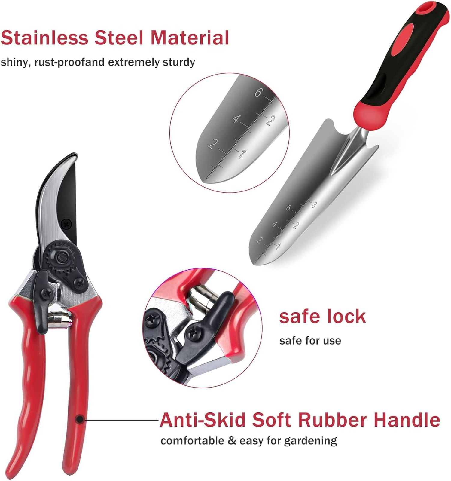 Garden Tools Set, Stainless Steel Heavy Duty, 9 Piece Garden Kit, Ergonomic