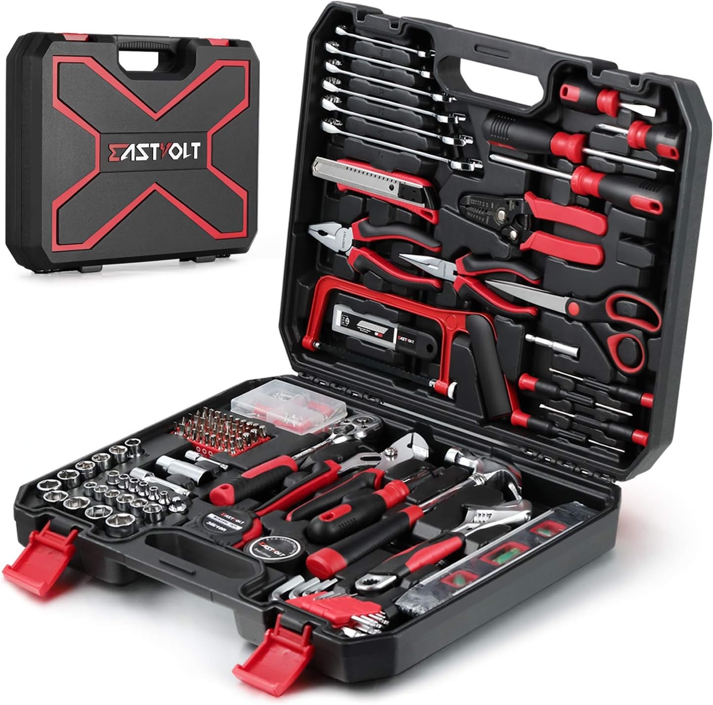 218Pcs Black Red Household Auto Repair Tool Kit Storage Box
