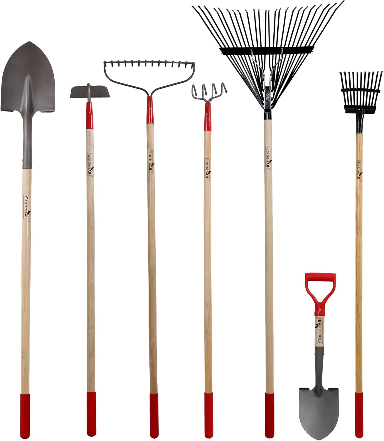 Long Handle 7-Piece Garden Tool Set Shovel Rake Hoe