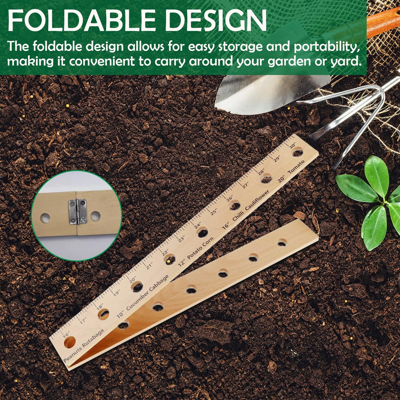 Foldable Plant Ruler Spacer Tool Seeder – Precise Planting for Vegetable Gard…