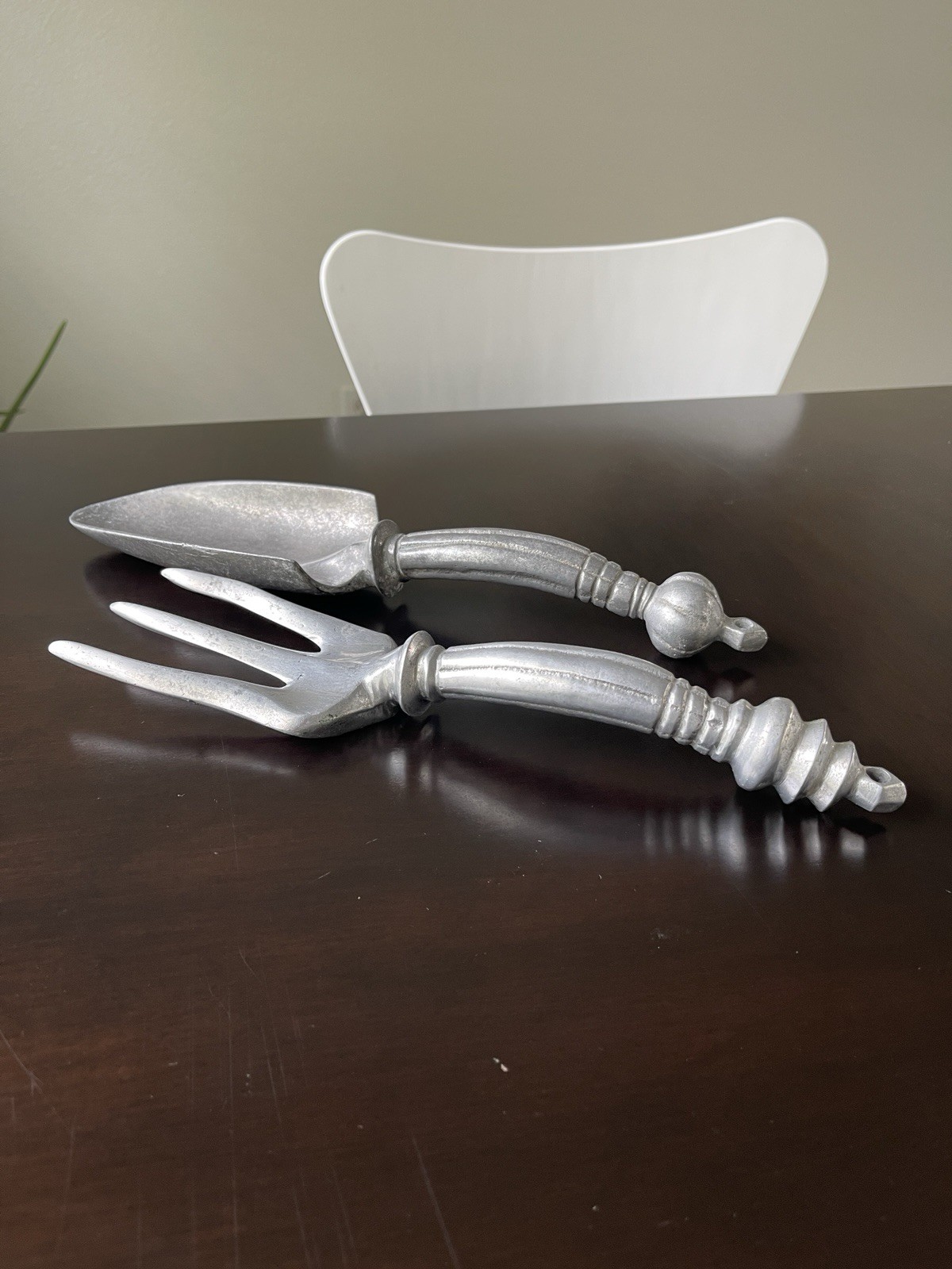Vintage Cast Aluminum Curved Handle Garden Tools Trowel & Cultivator Hand Rake