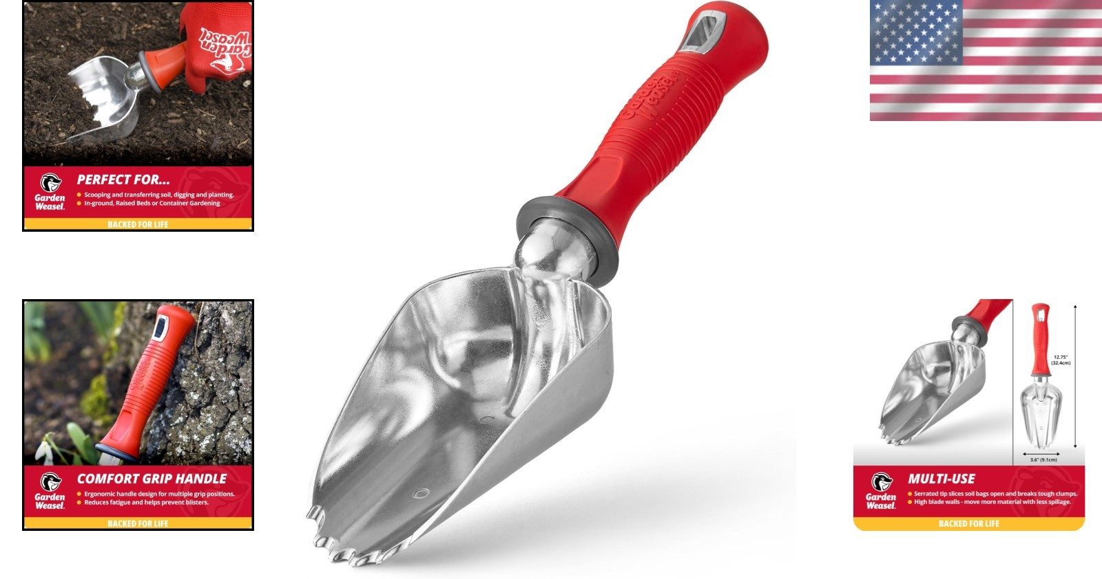 Oversized Potting Scoop – Ergonomic Aluminum Gardening Tool with Serrated Tip