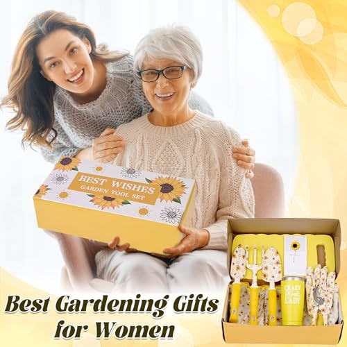 Gardening Gifts for Women, Gardening Hand Tools, 9 PCS Sunflower Garden Yellow