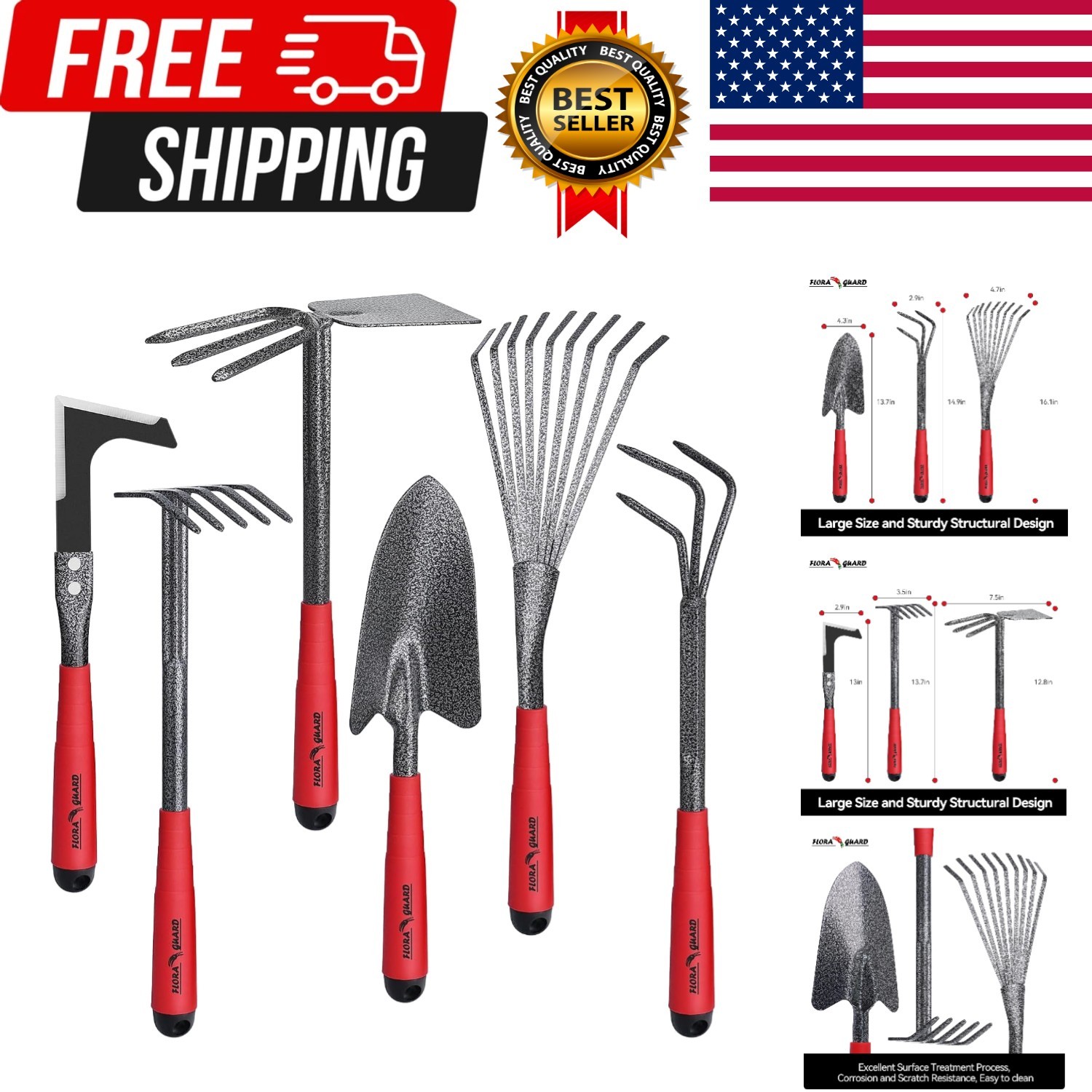 6-Piece Garden Tool Set, Heavy Duty Gardening Hand Tools,Includes Trowel, Rak…