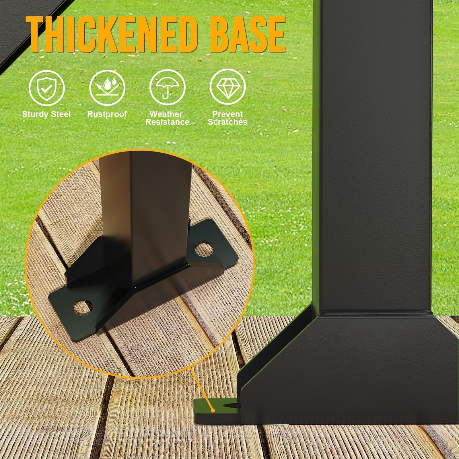 Utility Trailer Tool Rack with 6 Rubber Holes with Brackets , Dark Black